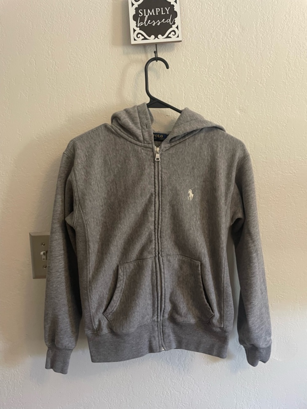 Polo by Ralph Lauren Womens Gray Full-Zip Hooded Sweatshirt